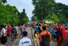 সন্তানকে বাঁচাতে গিয়ে ট্রেনের ধাক্কায় মায়ের মৃত্যু